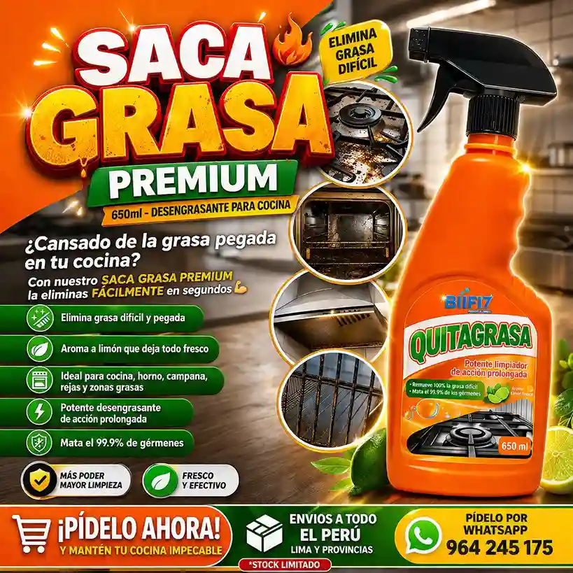 SACA GRASA PREMIUM 650ml - DESENGRASANTE PARA COCINA SACA GRASA PREMIUM 650ml - DESENGRASANTE PARA COCINA